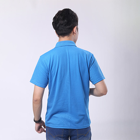 湖蓝色丝光棉t恤衫工作服-5