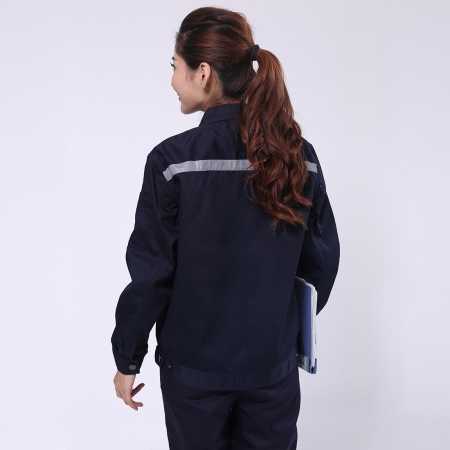 藏青拼米色工作服-4