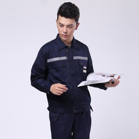 藏青拼米色工作服-2