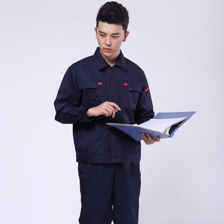 深蓝配桔红春秋工作服-5