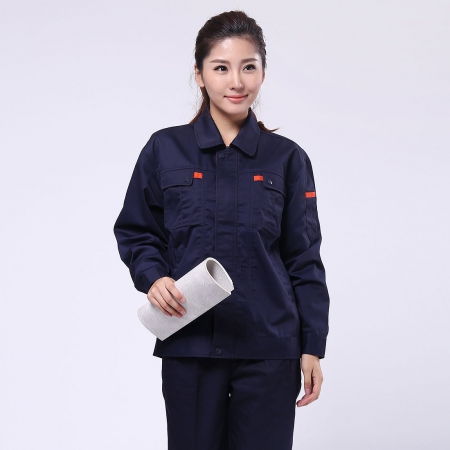 深蓝配桔红春秋工作服-2