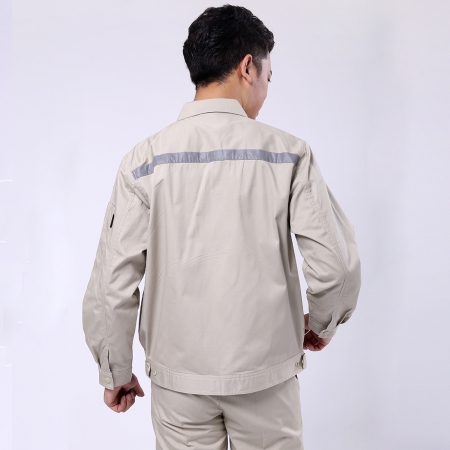 米色拼藏青工作服-4