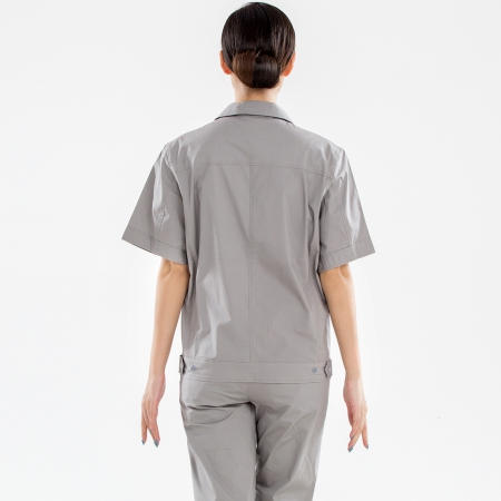 浅色拉链夏季工作服-4