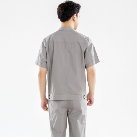 浅色拉链夏季工作服-5