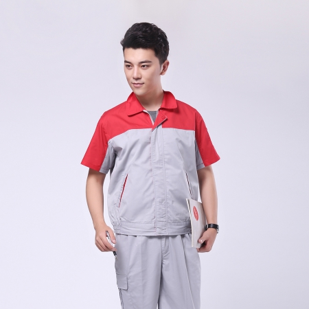 大红配浅灰静电服-2