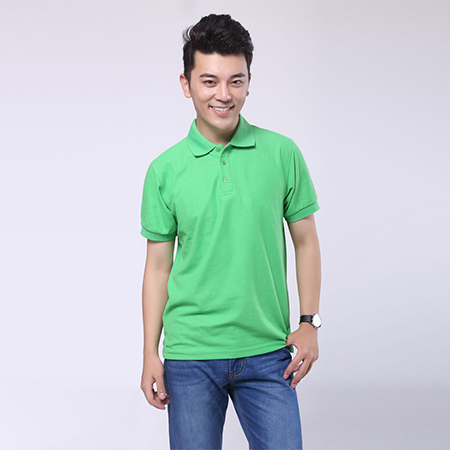 绿色纯棉短袖T恤工作服-3